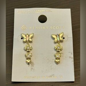 New Kendra Scott Lily Mix in 14k gold over brass linear piston back earrings